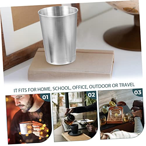 Healifty Stainless Steel Water Cup Tumbler for Beverages Mouthwash and More Stylish Silver Design for Home Parties and Washrooms - size: 8.50X6.00X6.00CM