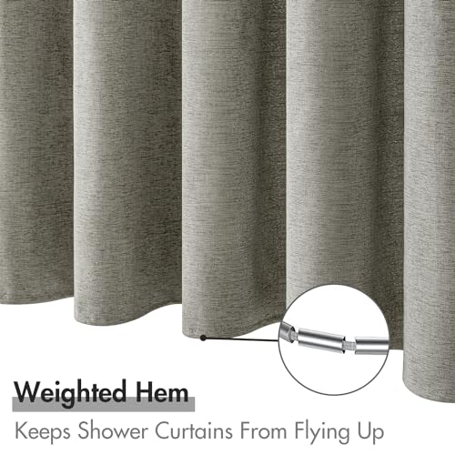 MIULEE Linen Fabric Shower Curtain Grey W72*L78 12 Metal Hooks | Modern, Heavy Duty, Shower Curtain Set, Waterproof Thick Cloth Shower Curtains, Bathroom Hotel Bathtub, Washable - color: Grey, size: 72"W x 78"L (Pack of 1)