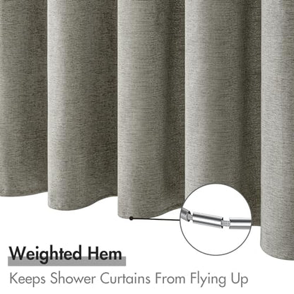 MIULEE Linen Fabric Shower Curtain Grey W72*L78 12 Metal Hooks | Modern, Heavy Duty, Shower Curtain Set, Waterproof Thick Cloth Shower Curtains, Bathroom Hotel Bathtub, Washable - color: Grey, size: 72"W x 78"L (Pack of 1)