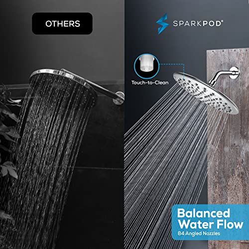 SparkPod 9.5 Inch Large Rain Shower Head - Luxury Rainfall Shower Head - High Pressure Showerhead, Full Body Coverage with Anti-Clog Silicone Nozzles -No Hassle, Easy Install (1/2 NPT, Chrome)