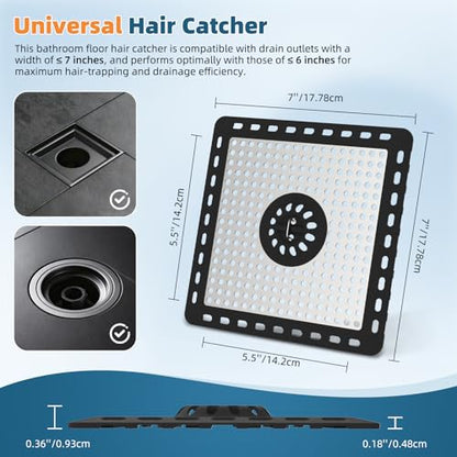 Hibbent Upgraded Shower Drain Hair Catcher, Shower Cover for Bathroom Floor 6" Drain, Anti-Clogging Bathtub Strainer, Stainless Steel Kitchen Sink Strainer with Handle, Black - color: 6' Black