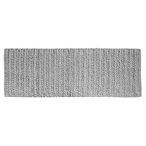 mDesign Soft 100% Cotton Luxury Hotel-Style Rectangular Spa Mat Rug, Plush Water Absorbent for Bathroom Vanity, Bathtub/Shower, Machine Washable, Braided Design, Long Runner, 60" x 21" - Gray