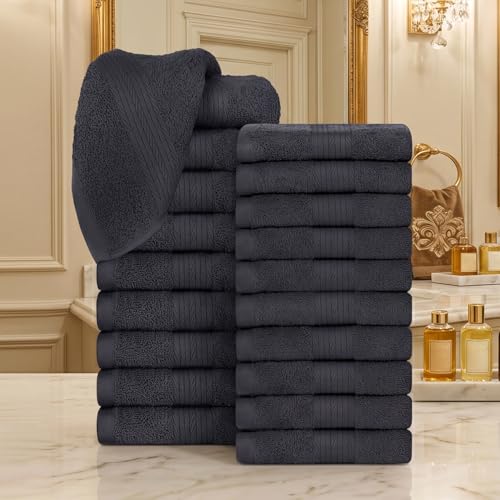 100% Cotton Washcloths 12x12 Inches, 600 GSM, Soft & Absorbent, Durable, Set of 20, Gray - color: Grey, size: Washcloth Set of 20