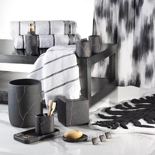 Nicole Miller - Tumbler, Resin Countertop Accessories, Dorm Room Essentials (Sydney Collection, Black/Gold) - size: Tumbler