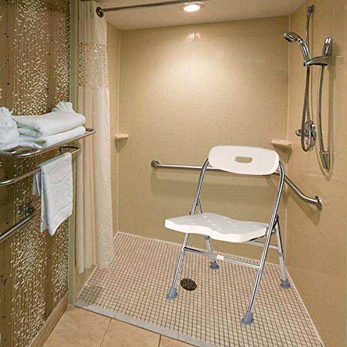 Elderly Assis One-Piece Shower Chair Premium Series Shower Chair with Back Adjustable Bath Chair for Seniors Disabled Injured Pregnant Woman White Supports Up to 330 Lbs - color: Shower Chair 202-8