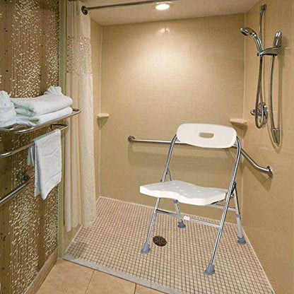 Elderly Assis One-Piece Shower Chair Premium Series Shower Chair with Back Adjustable Bath Chair for Seniors Disabled Injured Pregnant Woman White Supports Up to 330 Lbs - color: Shower Chair 202-8