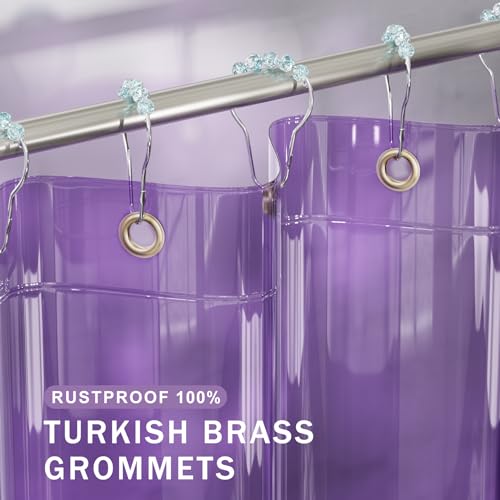 AmazerBath Purple Shower Curtain Liner Luxury, EVA Soft Clear Heavy Duty Shower Curtain and Liner 2-in-1, 72x72 Plastic Weighted Bathroom Liner, 12 Rustproof Grommets & 3 Heavyweight Stones - color: Rainbow Lavender, size: 72"W x 72"L (Pack of 1)