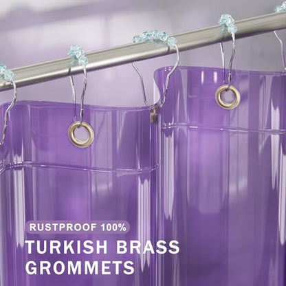 AmazerBath Purple Shower Curtain Liner Luxury, EVA Soft Clear Heavy Duty Shower Curtain and Liner 2-in-1, 72x72 Plastic Weighted Bathroom Liner, 12 Rustproof Grommets & 3 Heavyweight Stones - color: Rainbow Lavender, size: 72"W x 72"L (Pack of 1)