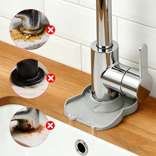 Silicone Faucet Mat for Kitchen Tap Compact Sink Splash Guard Protectors Behind Draining,Grey 2PCS - color: GreyX2