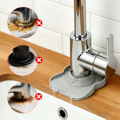 Silicone Faucet Mat for Kitchen Tap Compact Sink Splash Guard Protectors Behind Draining,Grey 2PCS - color: GreyX2