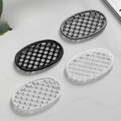 Silicone Soap Dish for Shower Bathroom Kitchen Sink Quick Dry Draining Soap Holder Tray Soap Saver Pad (Black) - color: Black