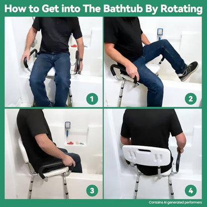 Shower Chair for Elderly and Disabled, 400 lbs, Adjustable Height | Shower Stool with Removable Back and Padded Arms, Slip Resistant Bath Seat for Inside Shower, Bathtub, Aluminum Frame - color: Dark Gray