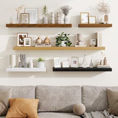 Fun Memories 55 Inch Floating Shelves Bedroom, Large Extra Floating Shelf Set of 2 with Invisible Brackets, Black - color: Black, size: 55"