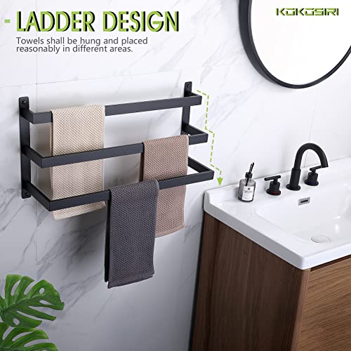 KOKOSIRI Towel Bars Black Bath Towel Holders Bathroom 3-Tiers Ladder Towel Rails Wall Mounted Towels Shelves Rack Stainless Steel, B5006BK-L24 - color: Matte Black
