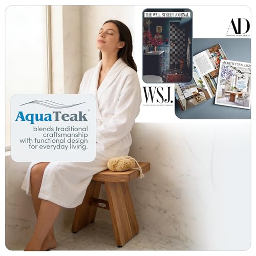 AquaTeak Asia 18" Teak Shower Bench | Durable, Water-Resistant Teak, Shower Chair & Shaving Foot Rest, Indoor/Outdoor Use - size: Bench Only