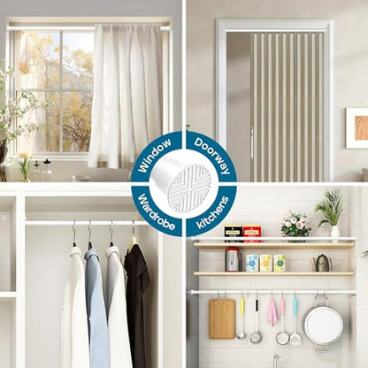 AIZESI White Adjustable Tension Curtain Rod, 31-63 Inch Spring No Drill Stainless Steel Shower Rods for Bathroom，Closet ，Window–Rust Resistant，Non-Slip - color: White, size: 31“-63“-1P