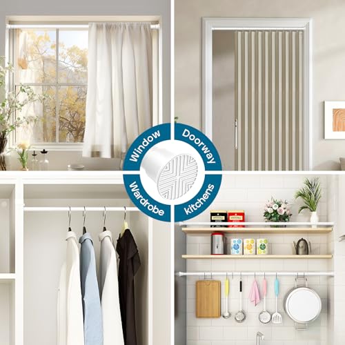AIZESI Spring Tension Curtain Rod 24 to 46 Inch, 4Pcs White Tension Rod Tension Curtain Rod, Spring Tension Rod No Drilling Adjustable Curtain Rod Spring Loaded Curtain Rods - color: White, size: 24“-46“-4P