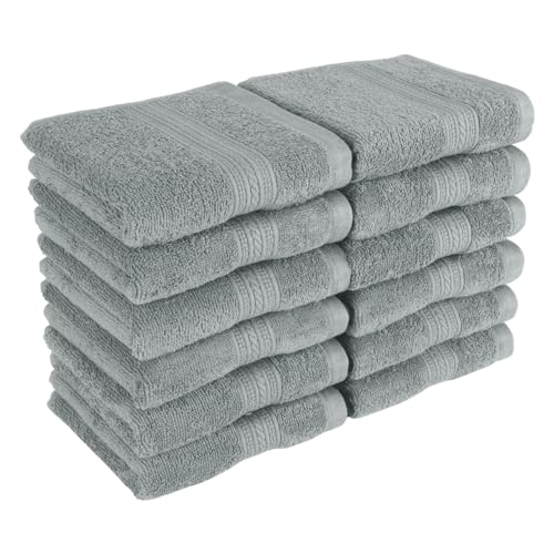 Kaufman - Luxury Washcloths 12 Pack | 13 x 13 in | 100% Cotton Face Towels | Soft Feel Wash Cloths for Your Face and Body, Highly Absorbent - Wash Cloth Essential for Showering Bathroom, Spa, and Gym - color: Dove Grey, size: 12 Washcloths