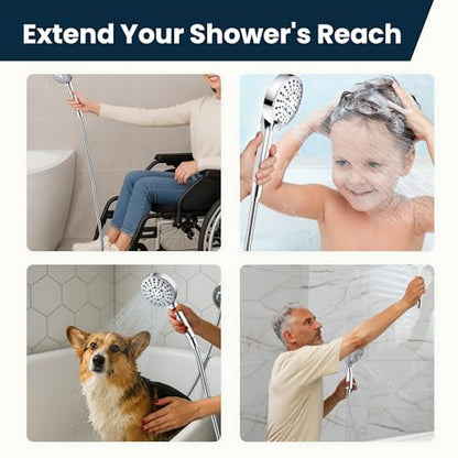 BRIGHT SHOWERS Extra Long Shower Hose 118 Inches – Stainless Steel Handheld Shower Hose with Brass Connectors, Anti-Kink, Leak-Proof, Easy to Install, Fits Most Shower Heads, Polished Chrome - color: Chrome, size: 118 Inch