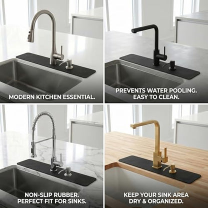 Absorbent Kitchen Sink Faucet Mat for 2-Hole 4" On-Center Faucets 30"x5.5" | Fits Sink with Soap Dispenser, Air Gap or Side Sprayer - Cuttable Drip Catcher Splash Guard for Irregular & 3, 4 Hole Sinks - size: 30"Lx5.5"W 4'' on center