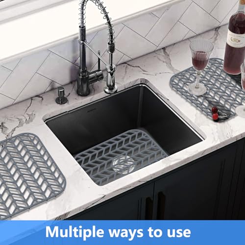 Sink Protectors for Kitchen Sink 12.25"X11.5" Silicone Sink Mat | Various sizes and styles,Protector for sinks and dish,Withstand to 500F,Food-grade silicone .Non-slip and raised feet - size: 12.25"x11.5"