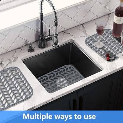 Sink Protectors for Kitchen Sink 12.25"X11.5"x2 Silicone Sink Mat | Various sizes and styles,Protector for sinks and dish,Withstand to 500F,Food-grade silicone ,raised feet,Dishwasher Washing - size: 12.25"x11.5" x2