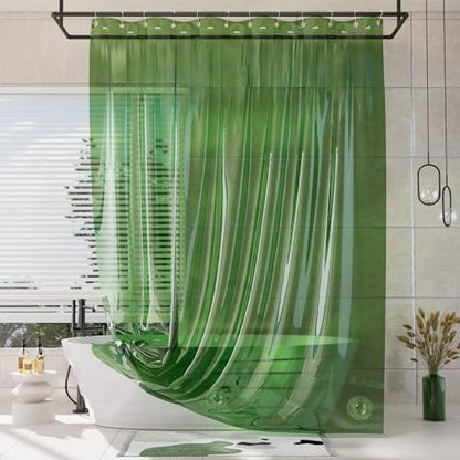 AmazerBath Extra Long Shower Curtain Liner, 100% EVA Clear Green Heavy Duty 84 inch Shower Curtain and Liner 2-in-1, 72x84 Plastic Weighted Bathroom Shower Liner, 12 Grommets & 3 Heavyweight Stones - color: Rainbow Emerald, size: 72"W x 84"L (Pack of 1)