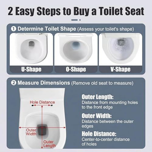 Elongated Toilet Seat, Easy Clean Hinges Release for Deep Cleans, Durable PP, Universal Fit, White