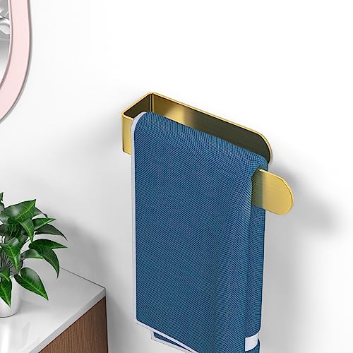 HUFEEOH Adhesive Hand Towel Holder, Kitchen Towel Hanger Towel Bars Wall Mounted, Stainless Steel Bath Towel Holder for Bathroom Hotel Kitchen (8 inch, Gold) - color: Gold, size: 8 Inch
