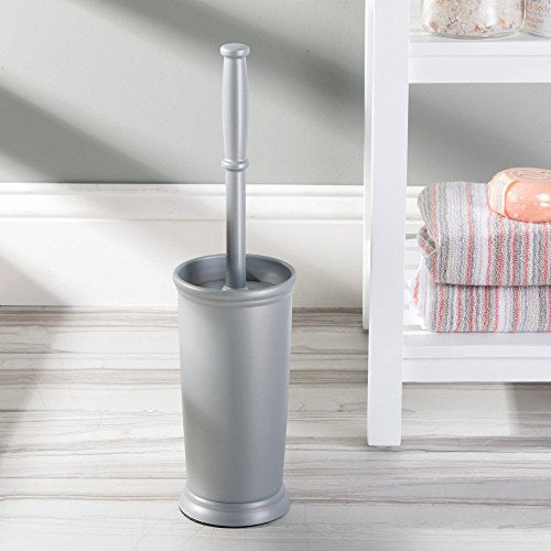 iDesign Kent Toilet Bowl Brush and Holder for Bathroom Storage - Gray | Bathroom Cleaning Storage - color: Silver