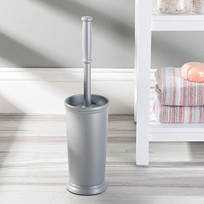 iDesign Kent Toilet Bowl Brush and Holder for Bathroom Storage - Gray | Bathroom Cleaning Storage - color: Silver