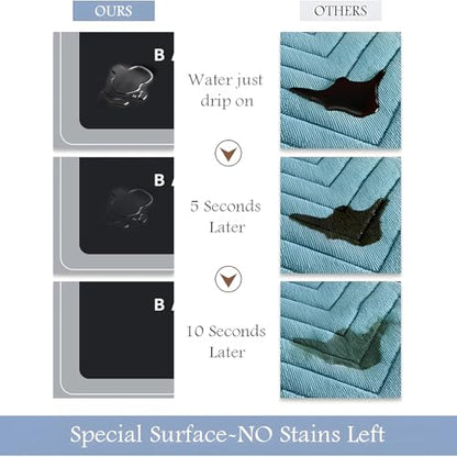 Bath Mat, Quick-Drying Non-Slip Thin Bathroom mat Super Absorbent Bath mats Rug-Bath Mats for Bathroom Floor Bathtub Vanity-Bathmat Bath Rug Easy Care Black 27.5" x15.7" - color: Black