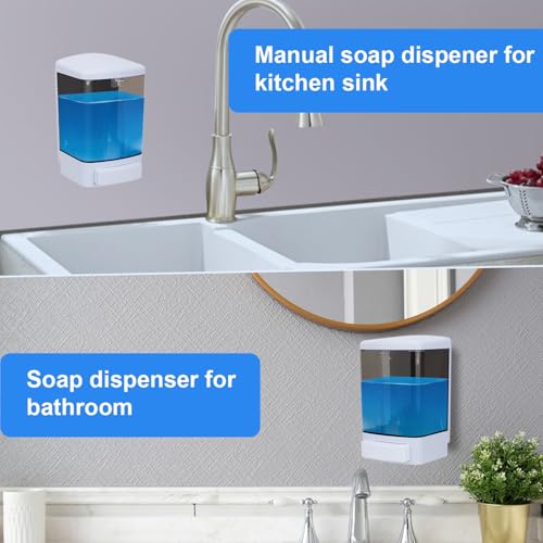 Soap Dispenser Wall Mount, 33.8oz/1000ml Commercial Manual Soap Dispenser Wall Mounted for Bathroom Kitchen Hotel, Liquid Containers Shampoo Plastic | Shower Room Dispenser Soap Pump, Visual Window, Easy Soap Replacement - color: 1000ml