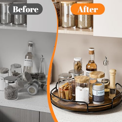 WOWBOX 12" Wood Lazy Susan Turntable Organizer for Cabinet, Pantry & Counter - size: 12"