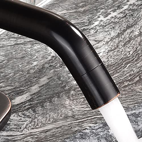 Oil Rubbed Bronze Bathroom Faucets Single Hole with 6 inch Deck Plate, JXMMP 1 Handle Rubbed Bronze Faucet for Bathroom Sink with Pop Up Drain and Water Faucet Supply Lines - color: Oil Rubbed Bronze, size: Faucet with Deck Plate