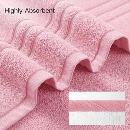 REDKISS Pink Towels Set 6 Piece Cotton Towel Sets with 2 Bath Towels, 2 Hand, 2 Washcloths, 650GSM Hotel Quality, Soft, Highly Absorbent Towels for Bathroom Gym, Ideal Everyday Use - color: Pink