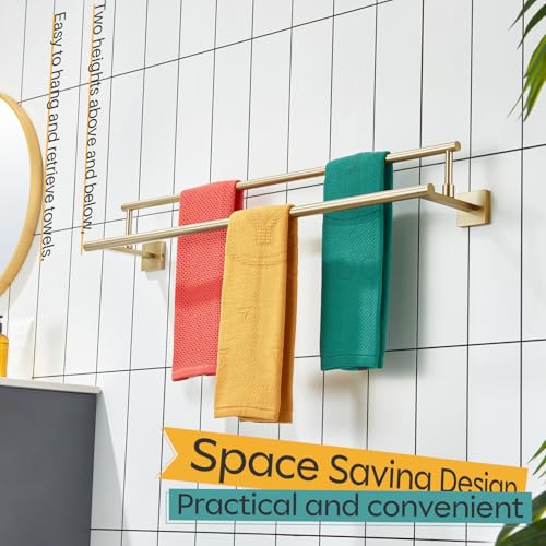 KOKOSIRI Bath Towel Bars 32-Inch Double Towel Rails Overlength Bathroom Racks for Cabinet Kitchen Brushed Gold Stainless Steel B5009BG-L32 - color: Brushed Gold, size: 32-Inch