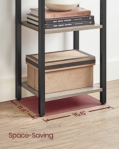 VASAGLE 5-Tier Bookshelf, Bookcase with Steel Frame | Book Shelf, 15.6 x 11.8 x 60.6 Inches, Living Room, Home Office, Heather Greige and Matte Black, BARNET Collection ULLS100B02 - color: Heather Greige + Ink Black, size: 5 Tiers (11.8"D x 15.7"W x 60.2"