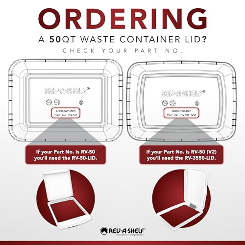 Rev-A-Shelf 50 Qt Under Sink Garbage Can Lid for Base Kitchen and Bathroom Cabinet, Replacement Plastic Trash Bin Lid Only, Silver, RV-50-LID-17-1 - color: Silver, size: 50 QT
