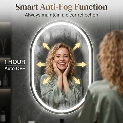 28"x48" LED Bathroom Mirror with Lights, Anti-Fog, Dimmable Backlit, Memory Function, Tempered Glass, Shatter-Proof, Lighted Vanity Mirror for Wall, Oval - size: 28"L x 48"W, style: Oval Style