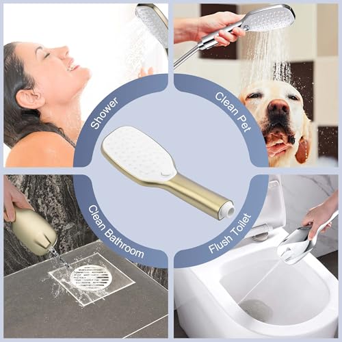 SonTiy Rain Shower Head with Handheld Spray and Shower Shelf Caddy, 12Inch Shower Head System with Height Adjustable Holder Compelete Shower Set, Brushed Gold - color: Brushed Gold, style: 1.8 Gallons Per Minute-Square