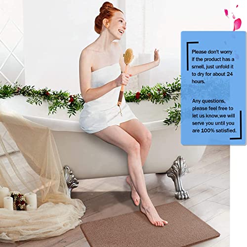 godehone Shower Mats Non Slip Without Suction Cups, PVC Loofah Bathroom Mats, Loofah Mats for Shower and Bathroom, Quick Drying, 23.6× 34.6 Inch, Brown - color: Brown, size: 34.6" x 23.6" (Rectangular)