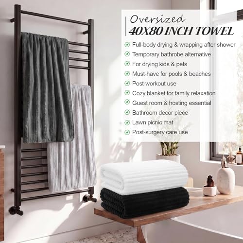 4 Pcs Extra Large Bath Towel 40x80'',White, Gray, Black - color: White, Gray, Black