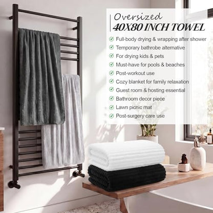 4 Pcs Extra Large Bath Towel 40x80'',White, Gray, Black - color: White, Gray, Black