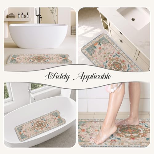 SHUCHING Brown Bath Mat for Tub Non Slip-40x16 Inch | Bathtub Mat for Women & Elderly Mold Free, Long Shower Mat for Inside Shower with Suction Cup, Machine Washable - color: Brown