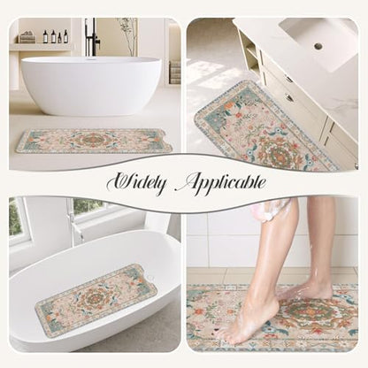 SHUCHING Brown Bath Mat for Tub Non Slip-40x16 Inch | Bathtub Mat for Women & Elderly Mold Free, Long Shower Mat for Inside Shower with Suction Cup, Machine Washable - color: Brown
