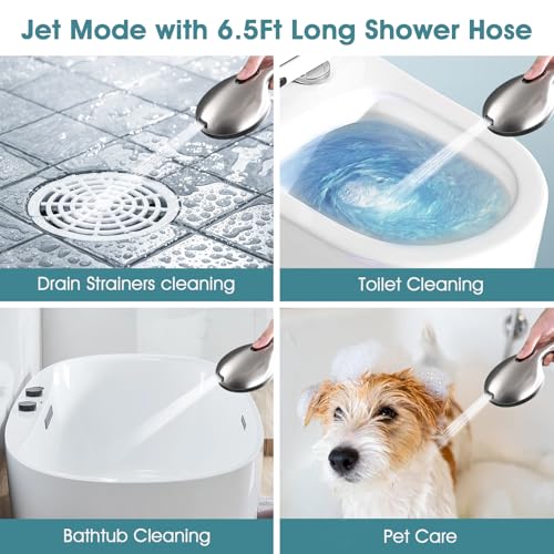 Hand Shower with Slide Bar, High Pressure 10 Setting Handheld Shower Head, Adjustable Height 24" Slide Bar, Wall Supply Elbow and 6.6ft Extra Long Shower Hose - Brushed Nickel - color: Brushed Nickel