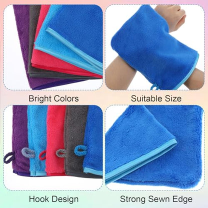 5 Pack Microfiber Washcloth, 6"x8" Fast Drying Bath Mitts Face Towels, Super Absorbent Soft Towel Body Facial Cloths Small Wash Mitt for Travel Showering Washing Face (Pink Purple Blue Blue Gray)