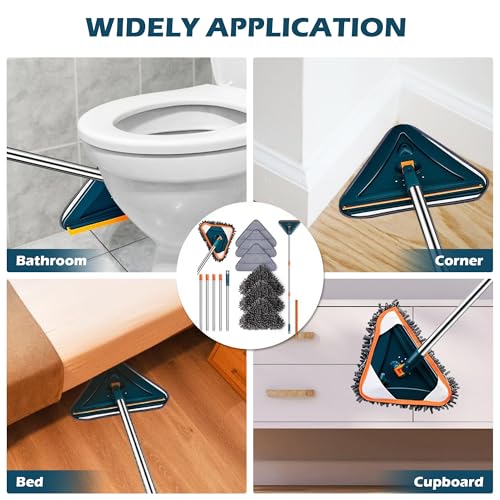 Wall Cleaner Mop with Long Handle, 360° Rotatable Wall Mop, 85“ Baseboard Cleaner Tool Duster for Wall Washer Cleaner Tool for Walls/Dust/Ceiling Fans/Baseboard/Floors
