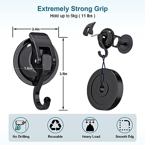 Heavy Duty Vacuum Suction Cup Hooks (2Pack) for Shower,Glass Window,Kitchen&Bathroom&Restroom Organization,Black. - color: Black